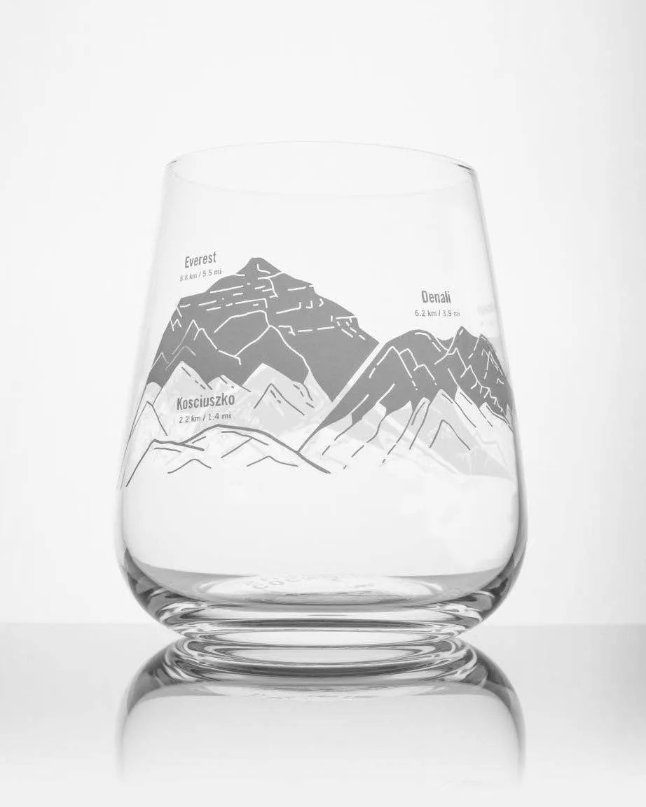 Mountain Peaks of the World Wine Glass: Gold Foil