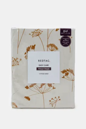 Mustard Flower Printed Fitted Sheet (King Size)