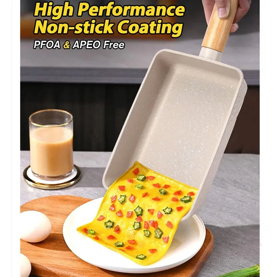 NON STICK MARBLE COATING RECTANGLE FRYING PAN