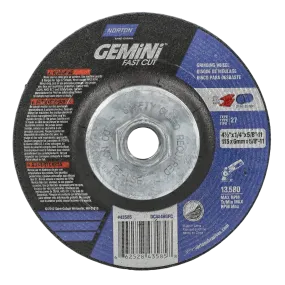 Norton 4-1/2 x 1/4 x 5/8 - 11 In. Gemini FC Grinding Wheel 24 N BDA T27 10 Count