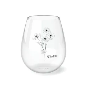 October PERSONALIZED Birth Flower Wine Glass, Birth Flower Gifts, Birth Flower wine glass, Birth Flower Gifts for Women, Gift for coworker, sister gift, birthday gift, Valentine gift, Stemless Wine Glass, 11.75oz