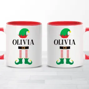 Personalized Christmas Coffee Mug, Customized Name Elf Mug, Xmas Coffee Mug Gift, Mug With Custom Name, Christmas Hot Chocolate Mugs