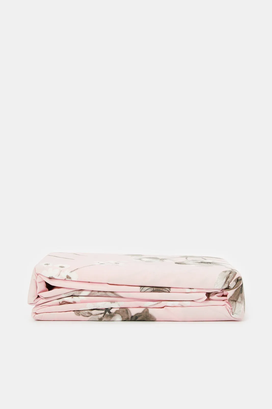 Pink Floral Print Flat Sheet (King Size)