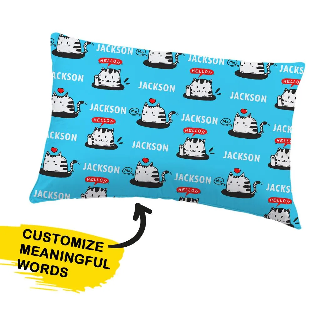 Polyester Fibre Custom Pillowcase Personalized Text Pillowcase-The Cute Cat Pillowcase