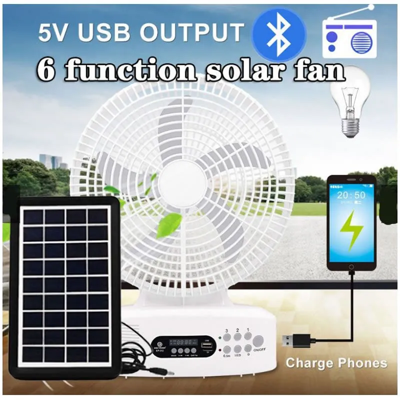 Portable 12-Inch Solar Rechargeable Smart Ac/ Dc Fan