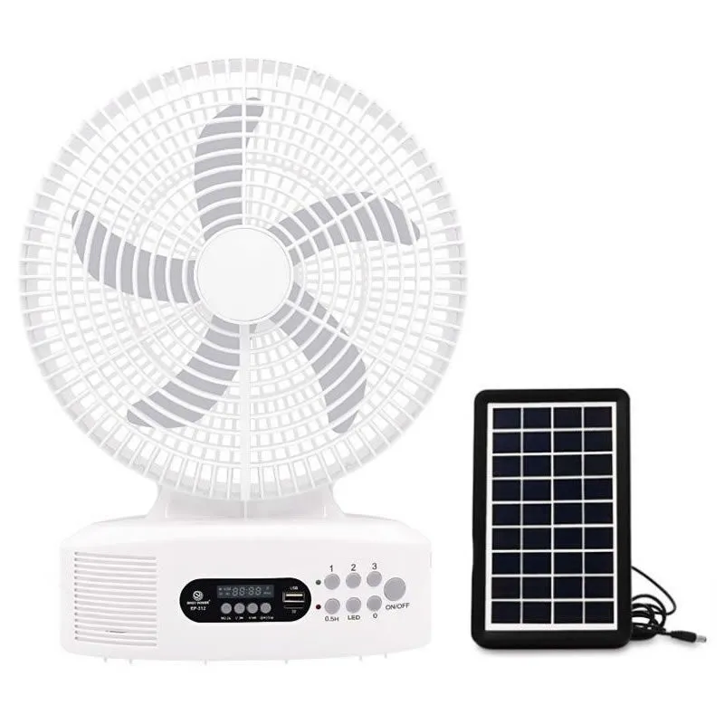 Portable 12-Inch Solar Rechargeable Smart Ac/ Dc Fan