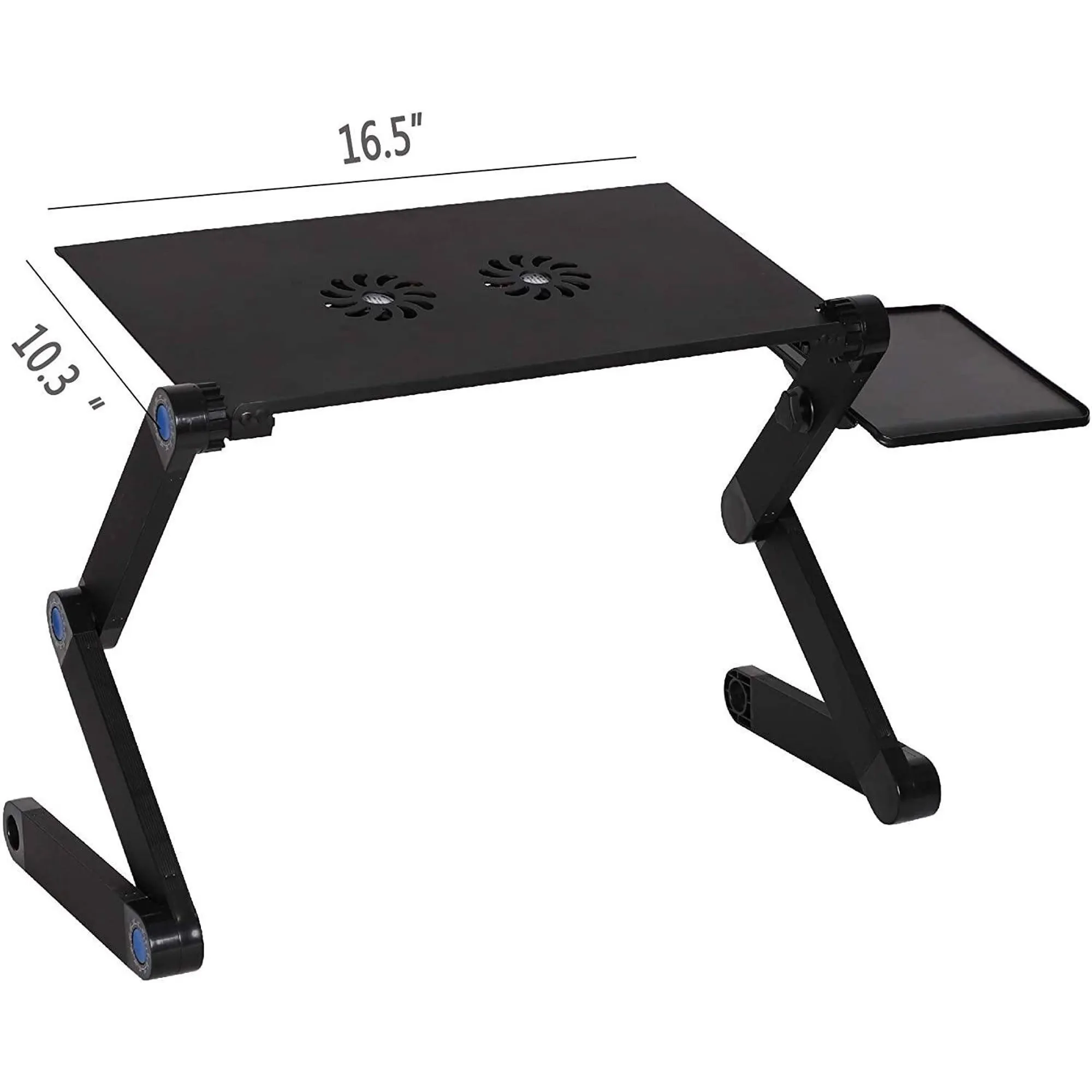 Portable Adjustable Foldable Aluminum Laptop Desk with 2 CPU Cooling Fans