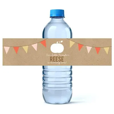 Pumpkin Flags Water Bottle Labels