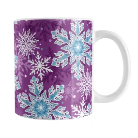 Purple Blue Snowflake Pattern Winter Mug