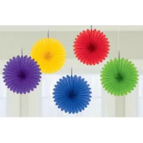 Rainbow Mini Fan Decorations 6in 5pk