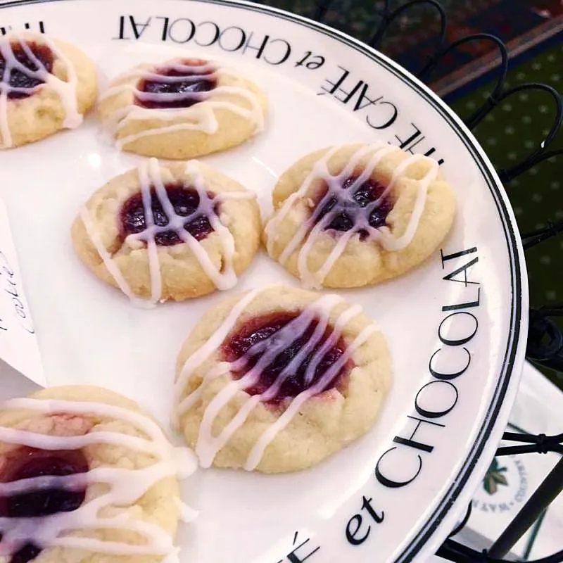 Raspberry Danish (Thumbprint Cookies) w/ Almond Glaze: Ready to bake  (3 dozen)