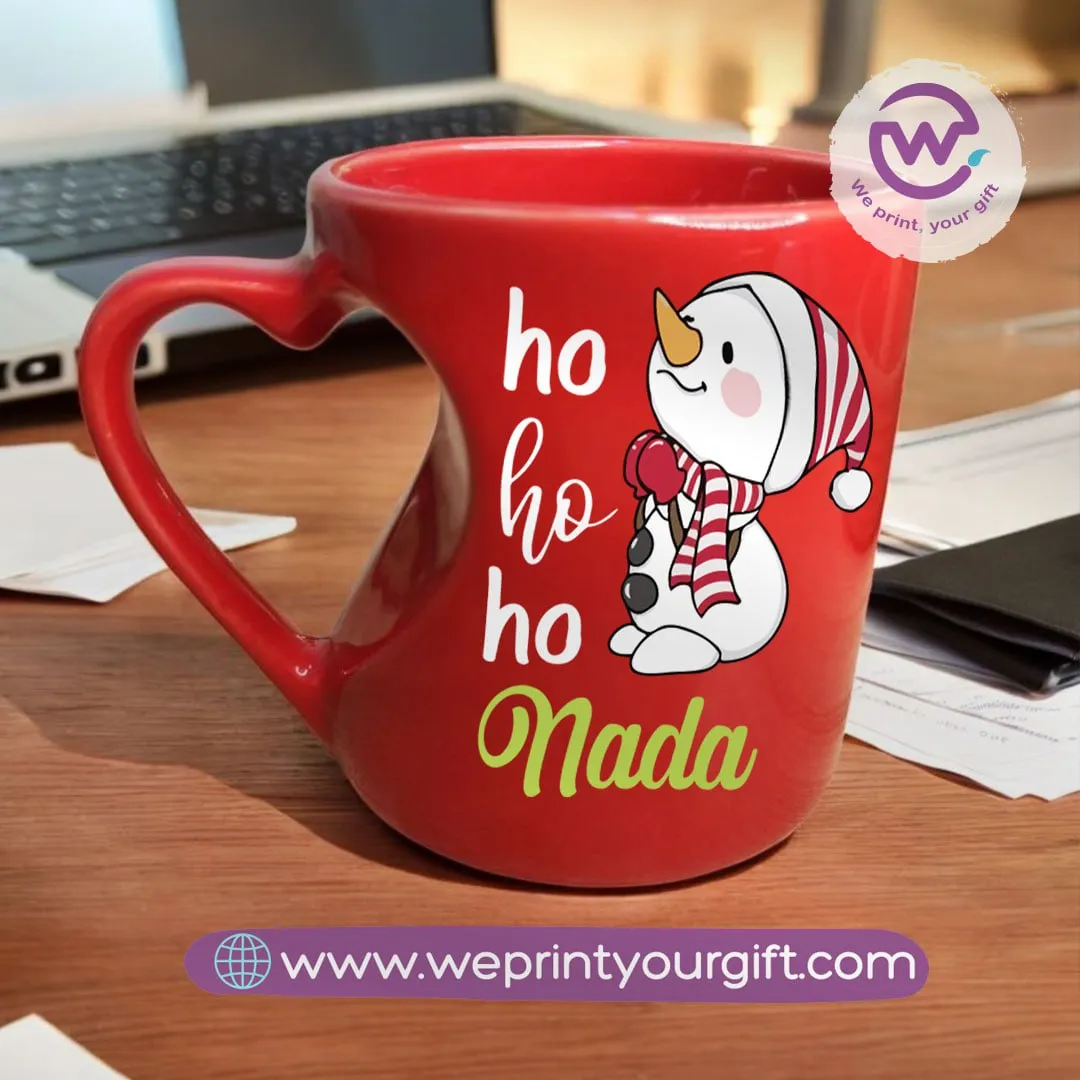 Red Heart Handle Mug- Christmas