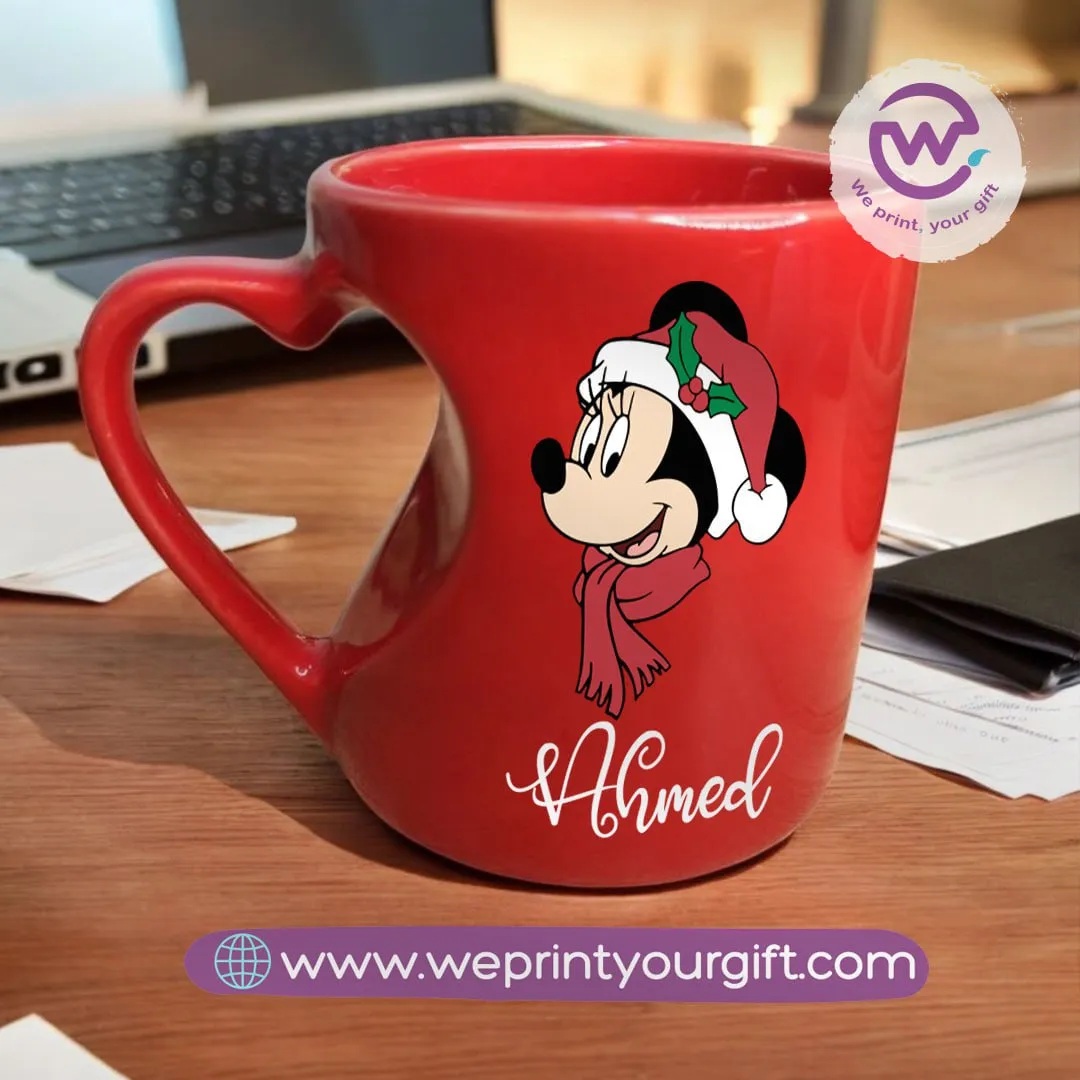 Red Heart Handle Mug- Christmas