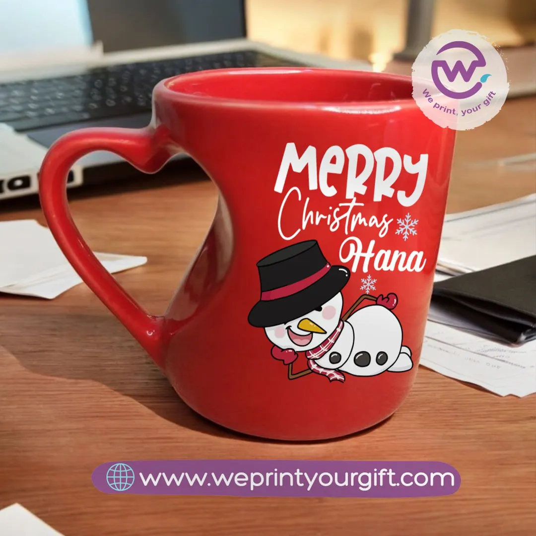 Red Heart Handle Mug- Christmas