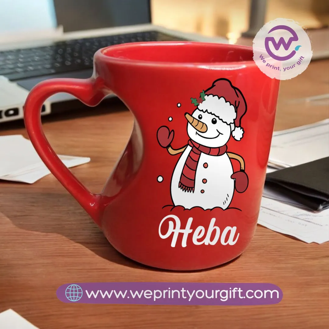 Red Heart Handle Mug- Christmas