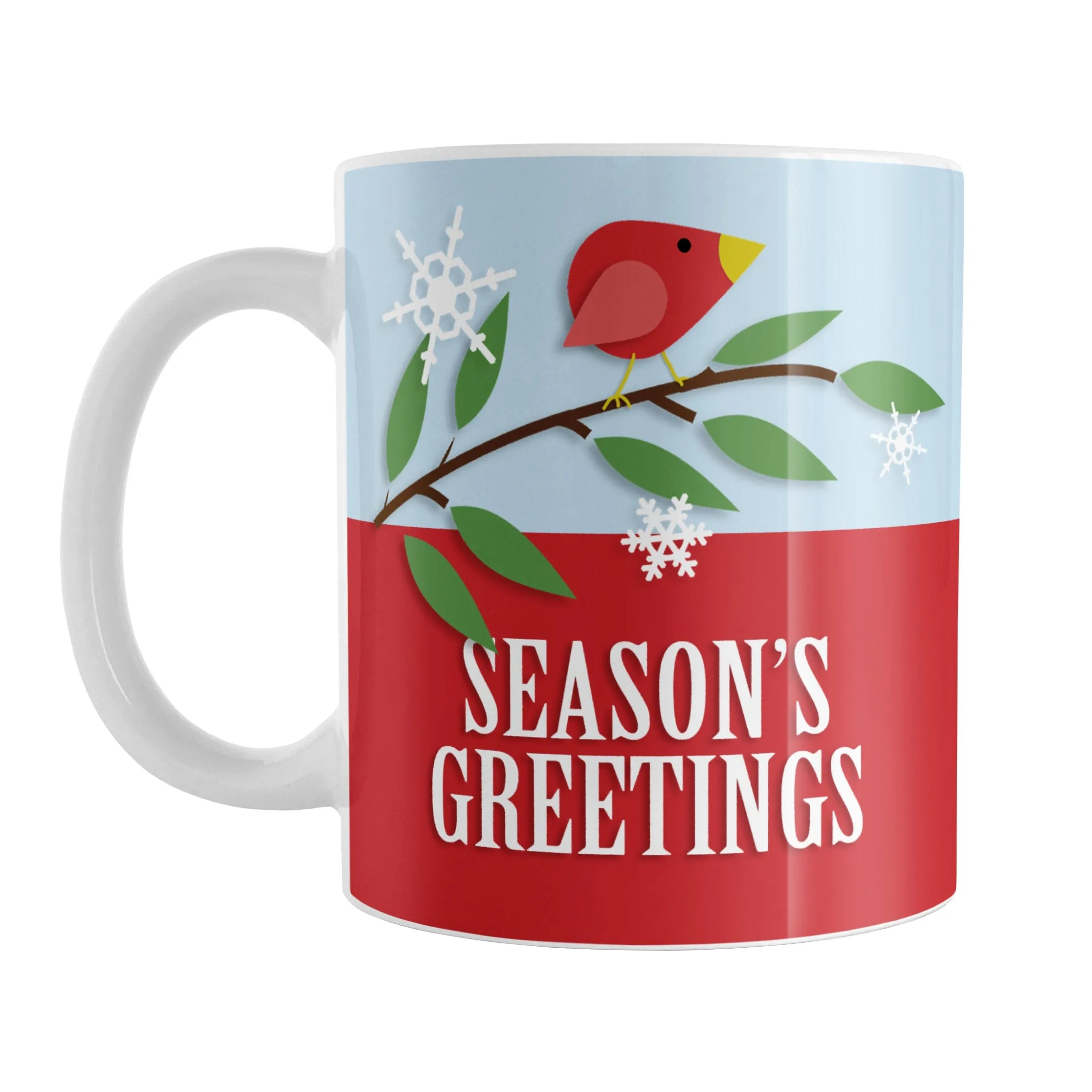 Red Holiday Bird Season's Greetings Christmas Mug