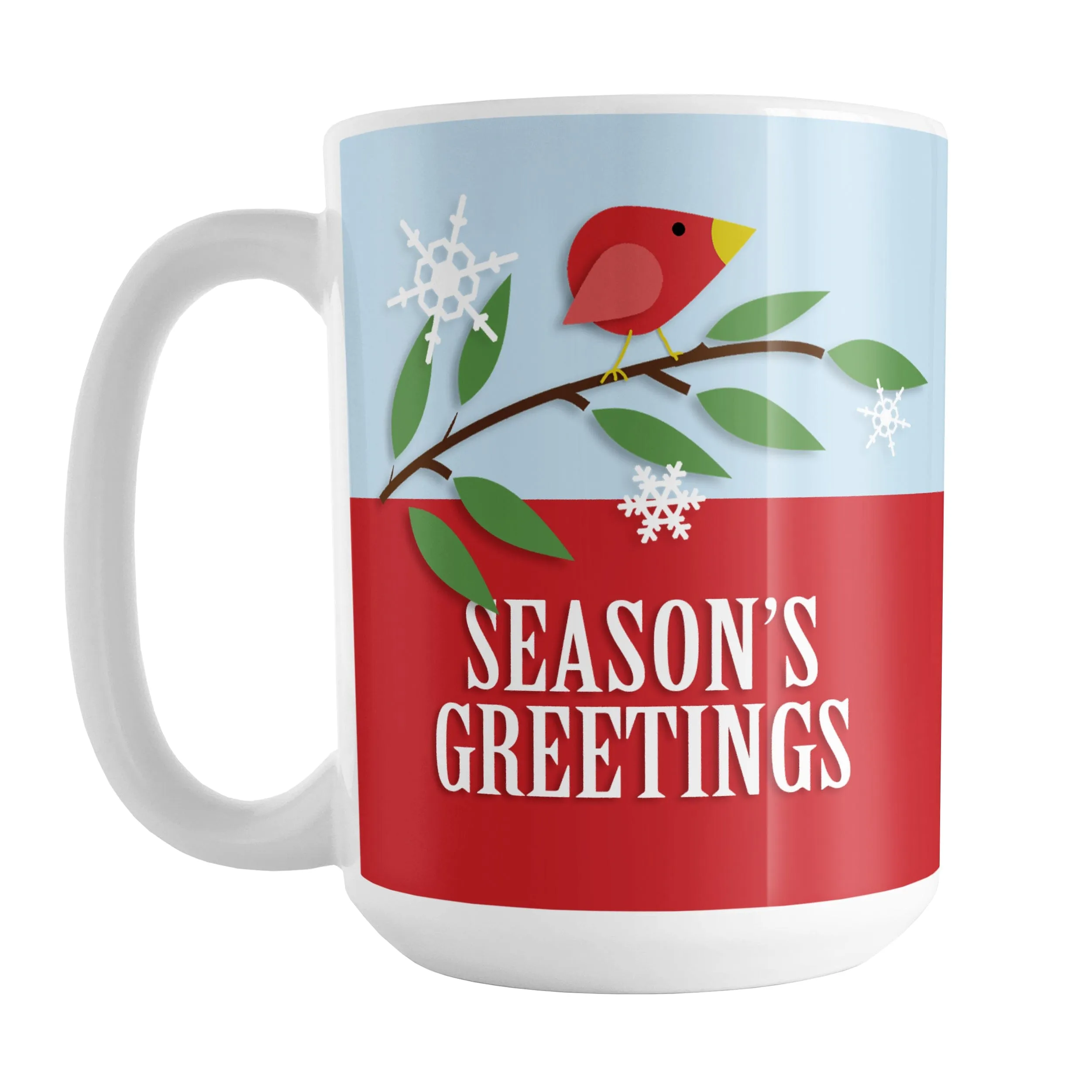 Red Holiday Bird Season's Greetings Christmas Mug