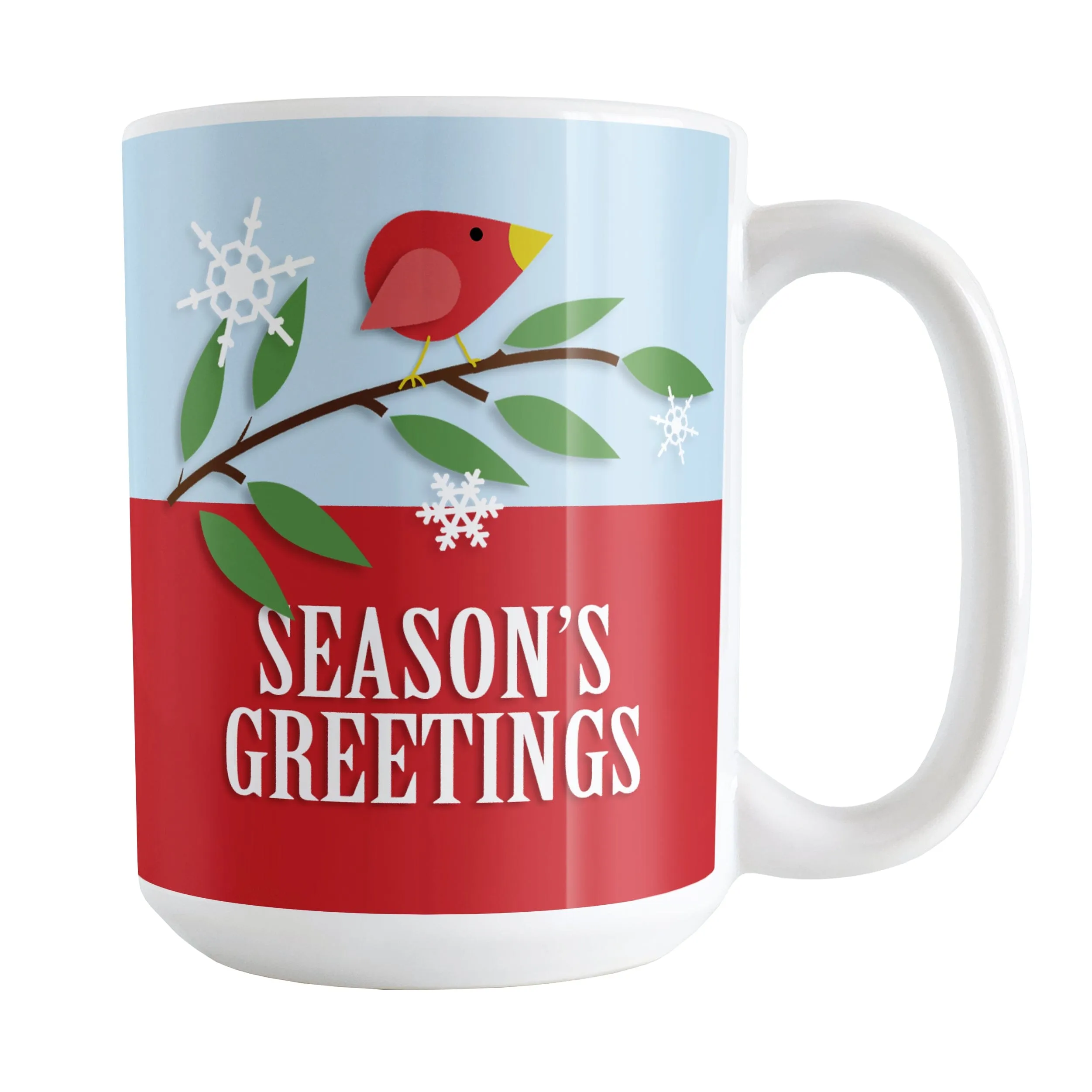 Red Holiday Bird Season's Greetings Christmas Mug