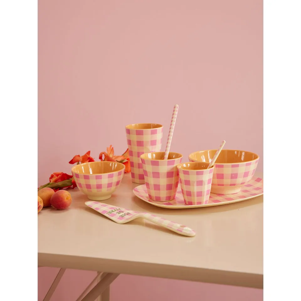 Rice DK Melamine Teaspoon - Pink - Check It Out Print