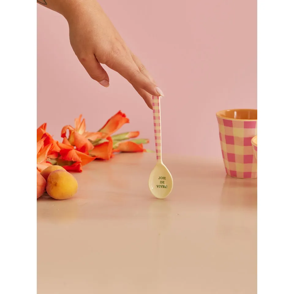 Rice DK Melamine Teaspoon - Pink - Check It Out Print