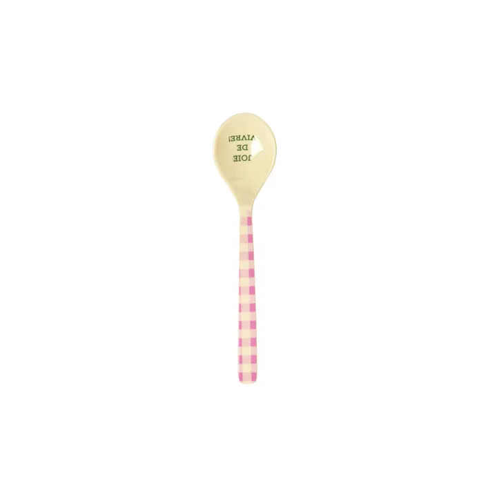 Rice DK Melamine Teaspoon - Pink - Check It Out Print