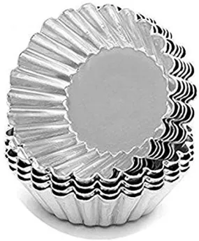 RINKLE TRENDZ Aluminium Cup Cake Tart Mould for Oven, Set of 6 Pieces, 8 cm by 3.3 cm