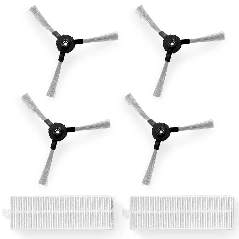 Robot Vacuum Accessory Kit - 4 Replacement Side Brush, & 2 Hepa Filters, ( Works With Pure Clean Model: Pucrcx70)