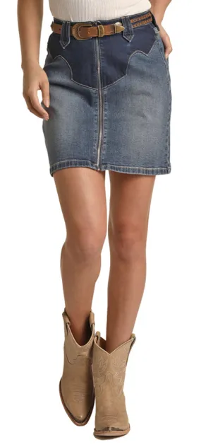 Rock Roll Extra Stretch Two Tone Denim Skirt Style RRWD69R0VF