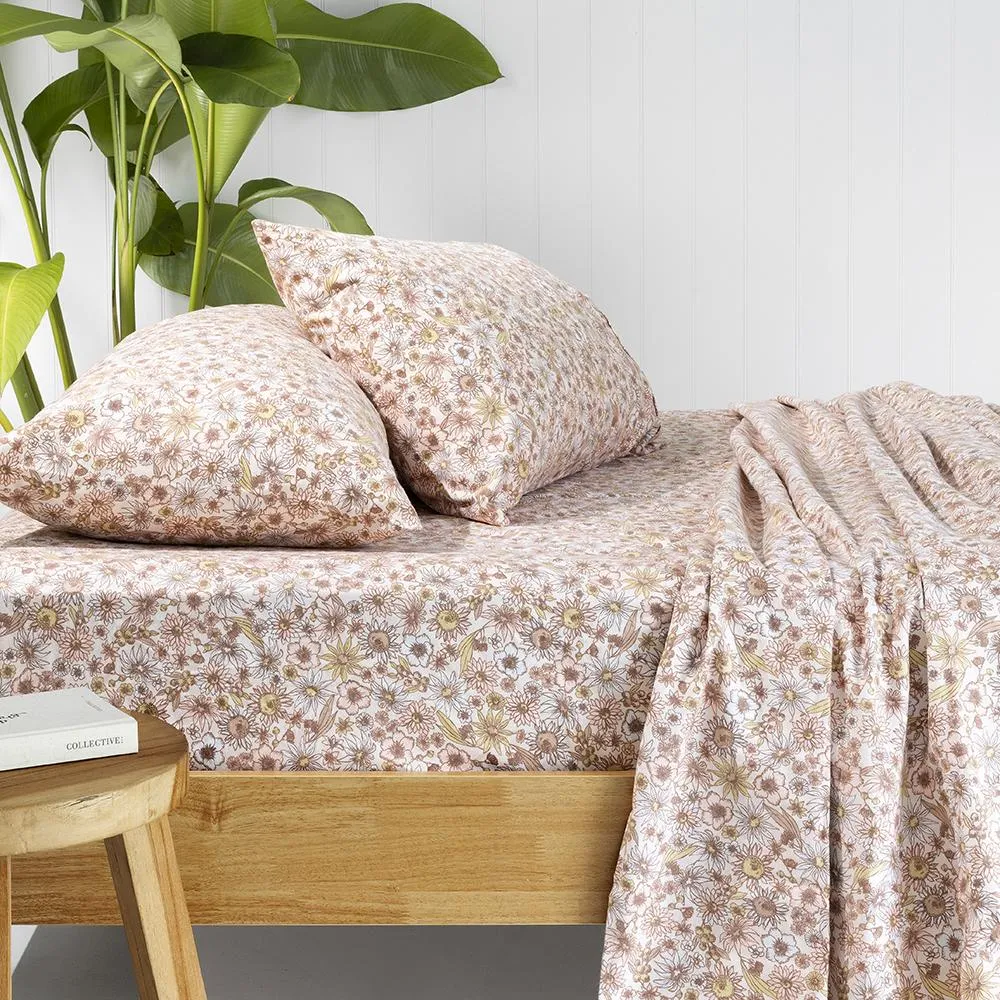 Rosewater Floral Flannelette Sheet Sheet Set Marguerite