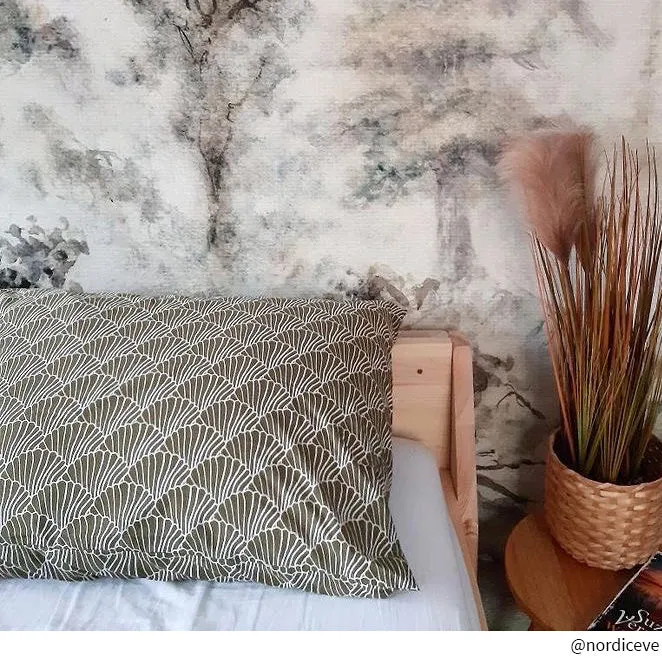 SEASHELLS | Olive green | Pillowcase | 40x80cm / 15.7x31.5"