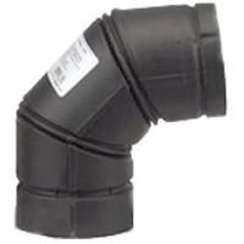 Selkirk PELLET PIPE 243231B/24230B Stove Pipe Elbow, 90 deg Angle, 3 in, Stainless Steel, Black