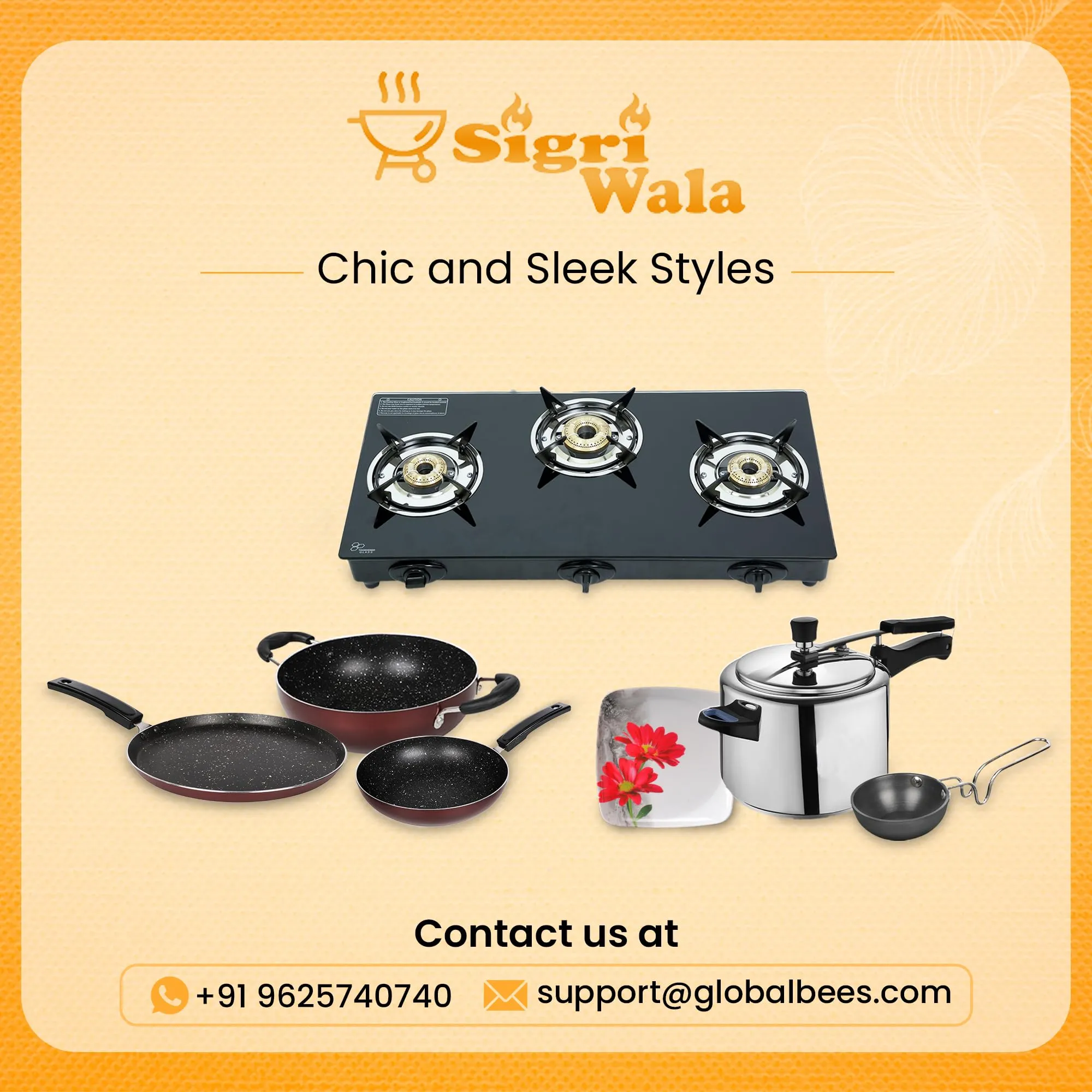 Sigri-wala Glass Automatic Gas Stove (2 Burners)