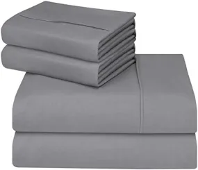 Soft Brushed Microfiber Wrinkle Fade and Stain Resistant 4-Piece Set Grey