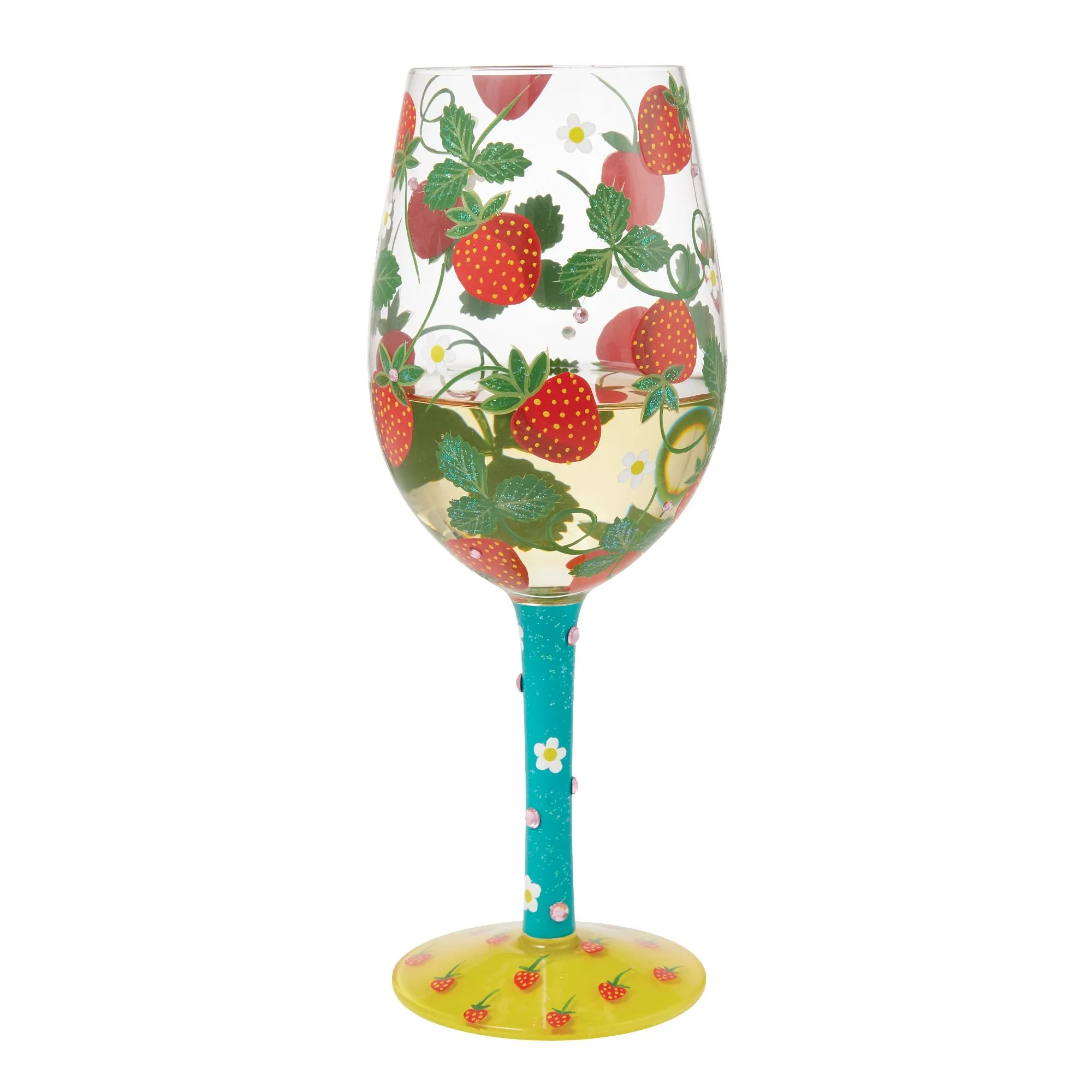 Strawberry Wine Hand Painted Wine Glass