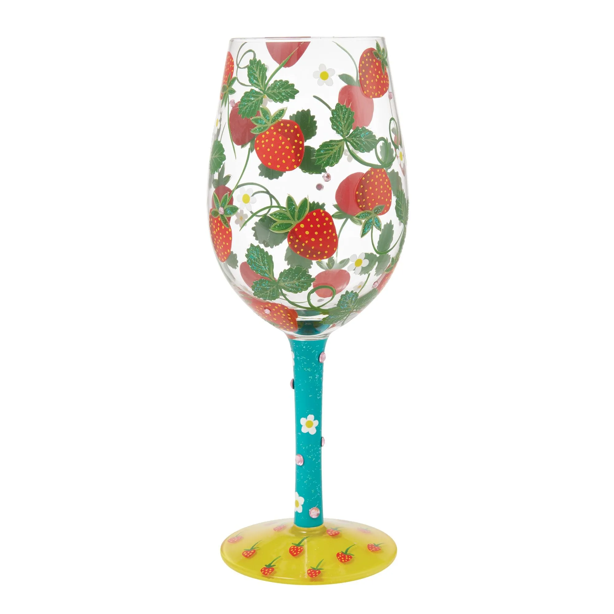 Strawberry Wine Hand Painted Wine Glass