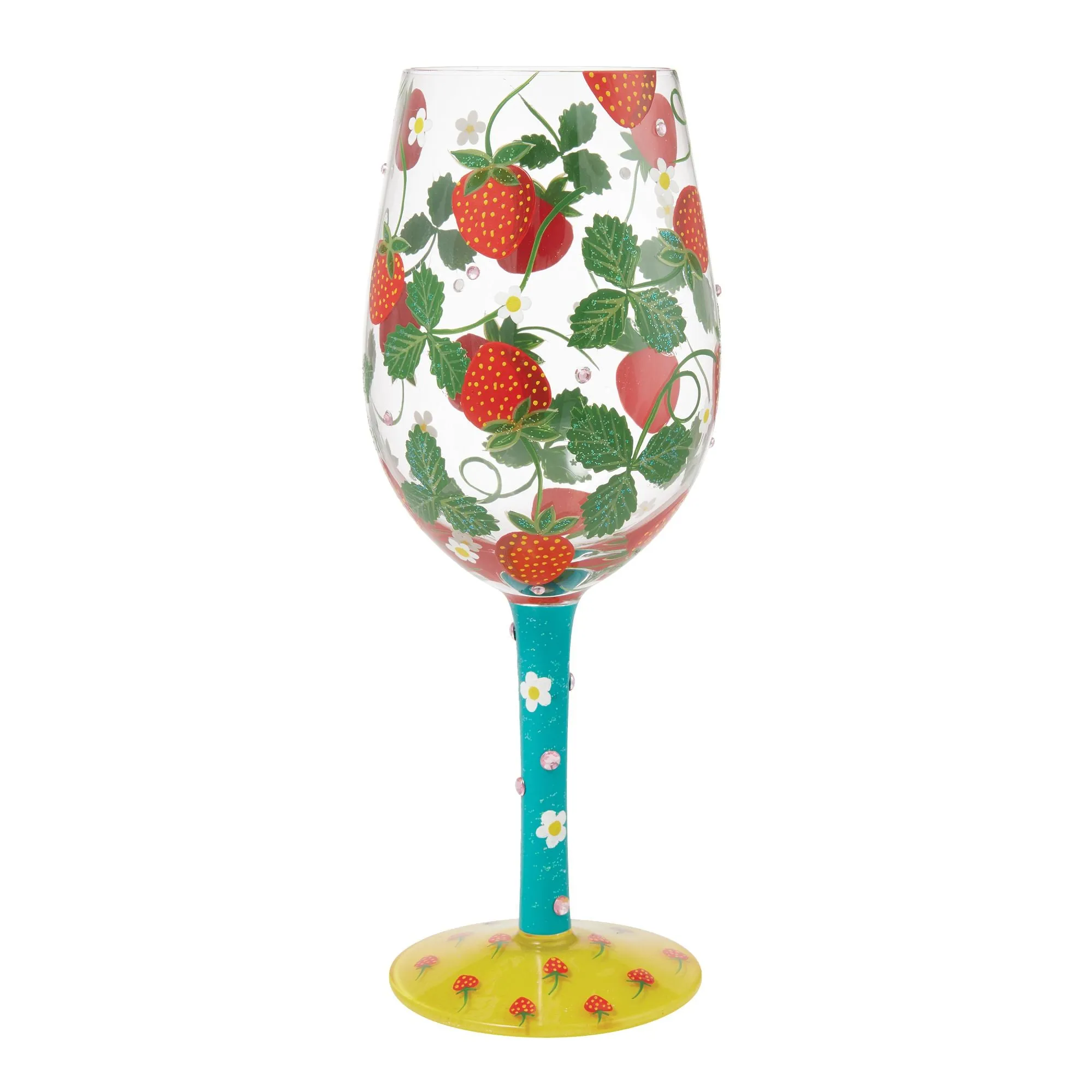 Strawberry Wine Hand Painted Wine Glass