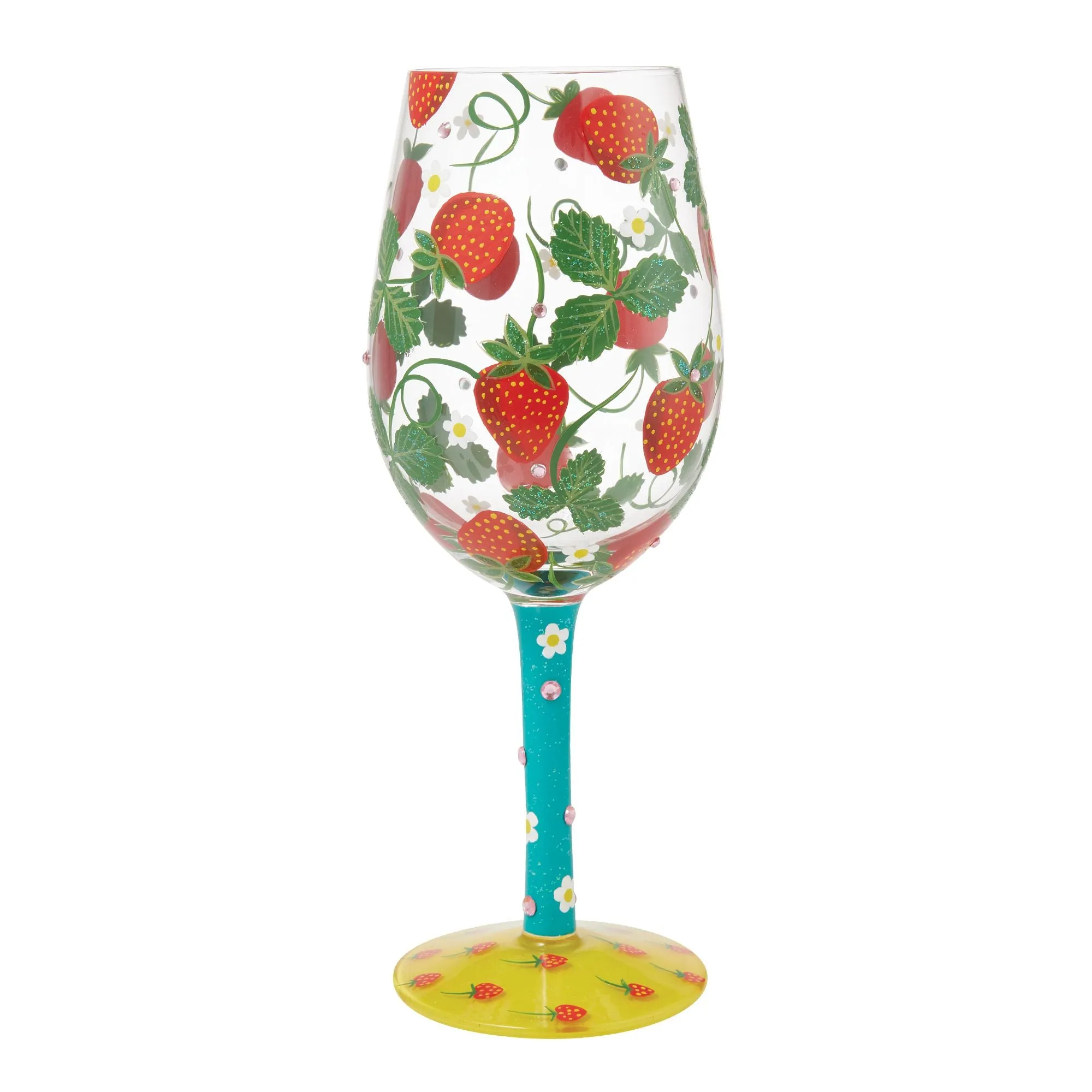 Strawberry Wine Hand Painted Wine Glass