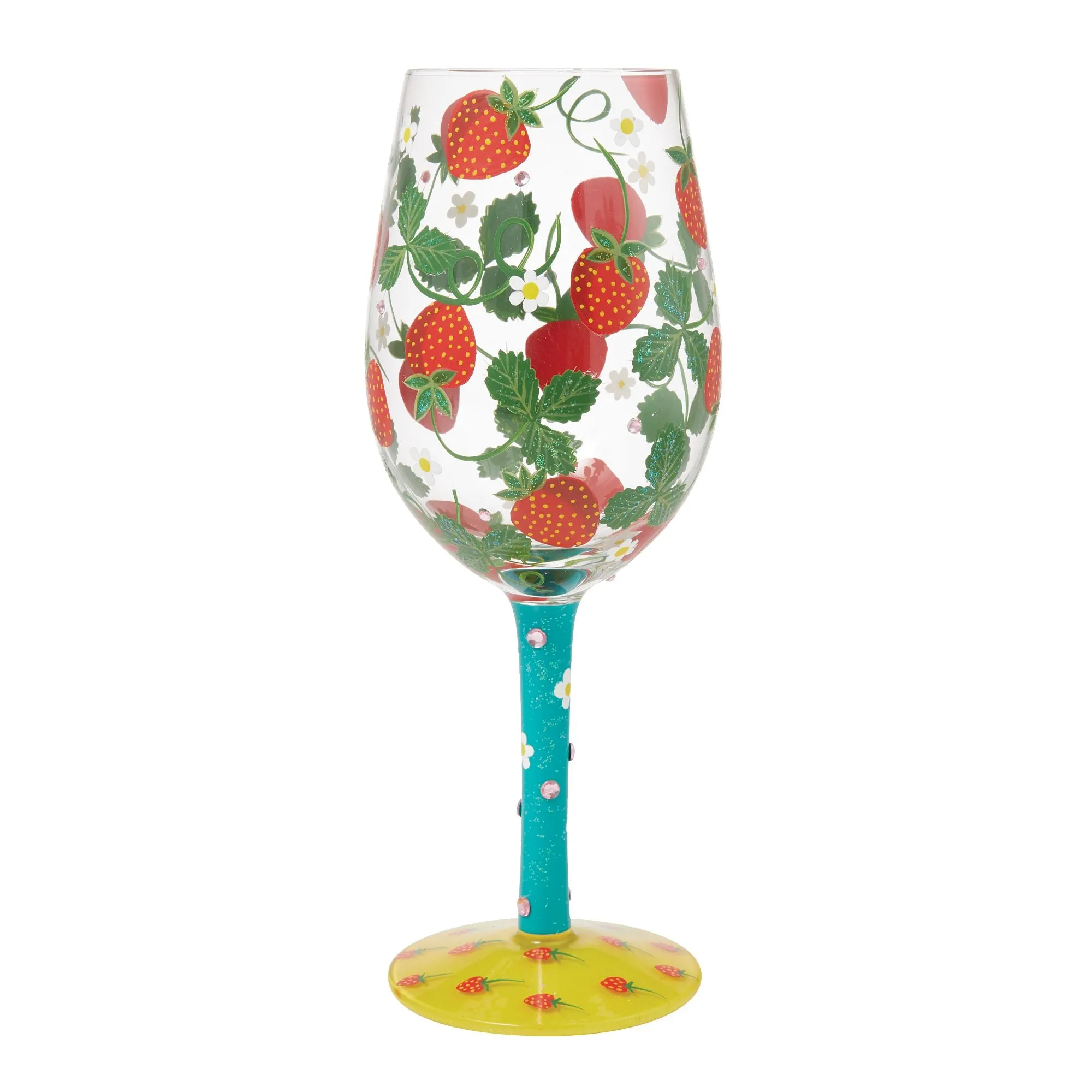 Strawberry Wine Hand Painted Wine Glass