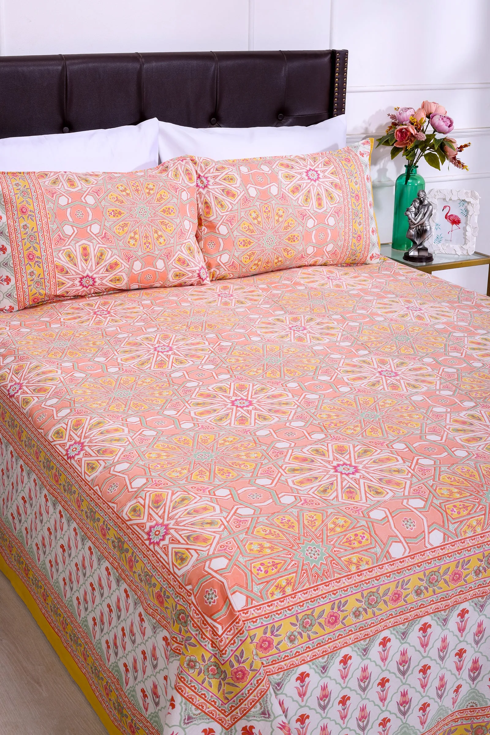 Summer Blossom Yellow Cotton Bedsheet