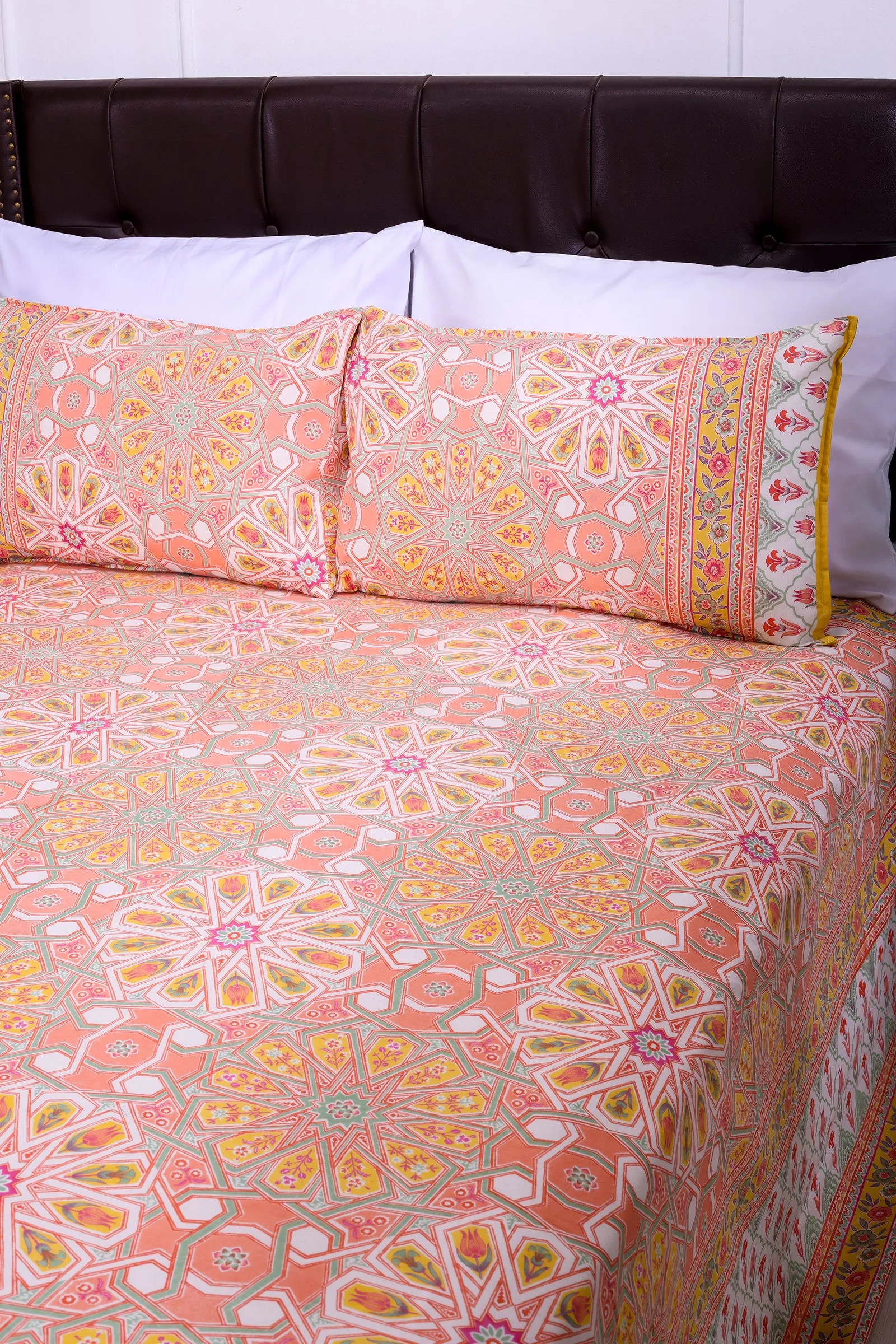 Summer Blossom Yellow Cotton Bedsheet