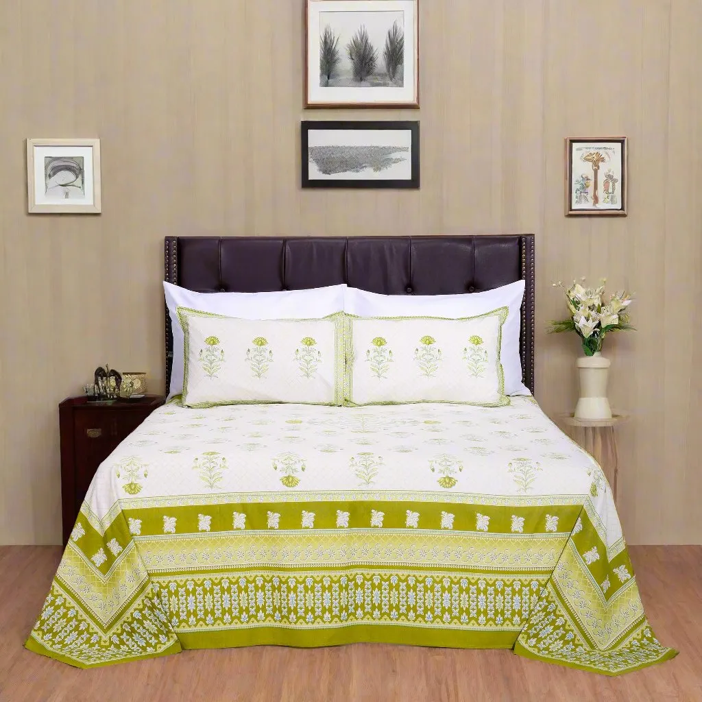 Summer Sorbet Olive Cotton Bedsheet