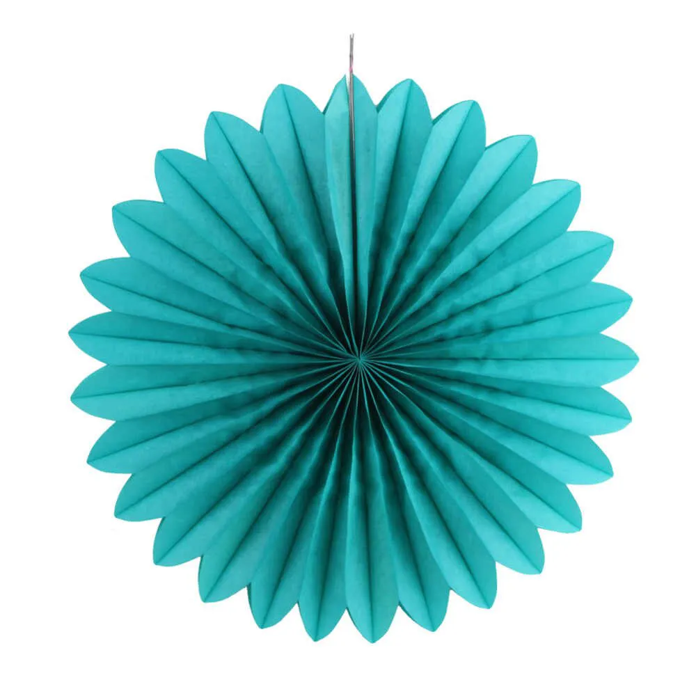 Teal Paper Fans, 5 Sizes