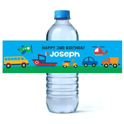 Transportation Water Bottle Labels