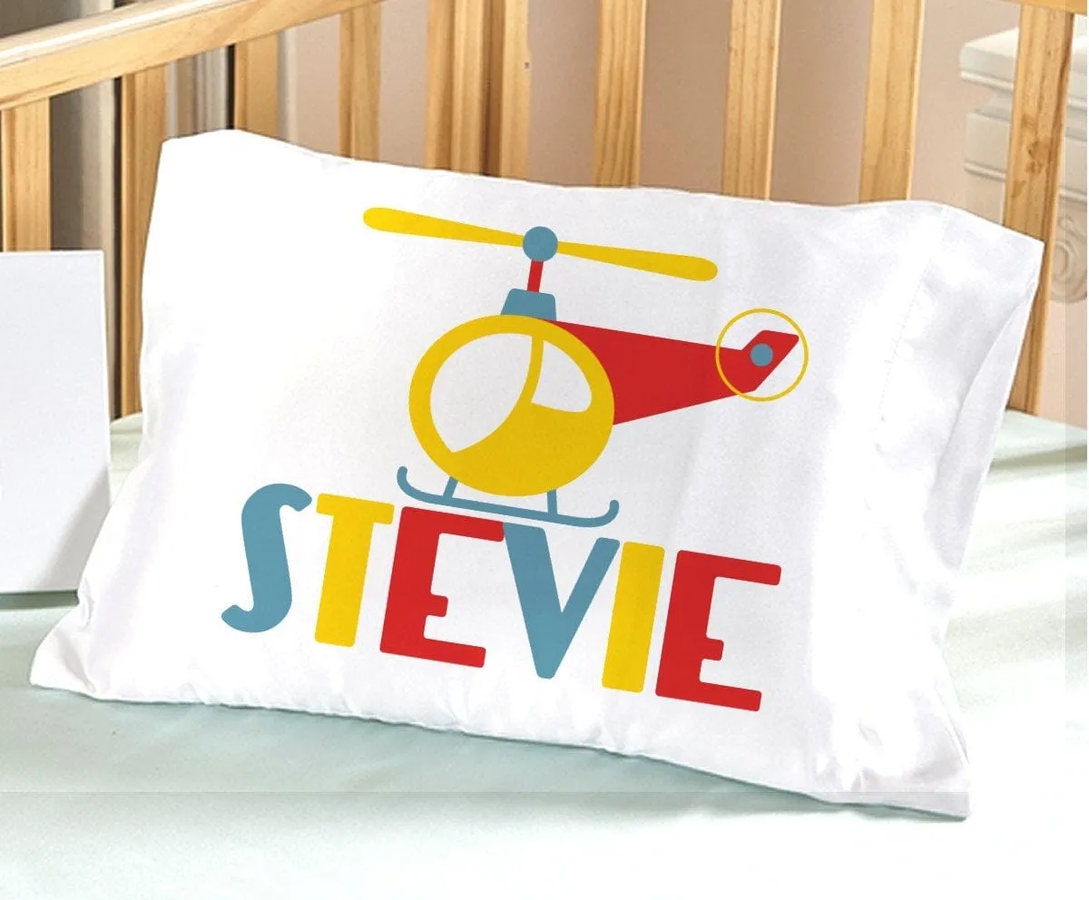 Travel Pillowcase Kids Personalized Helicopter Pillow Case Toddler  Baby Gifts for Boys Travel Pillow 13x18 or 20x26 Baby Child Gift IDea