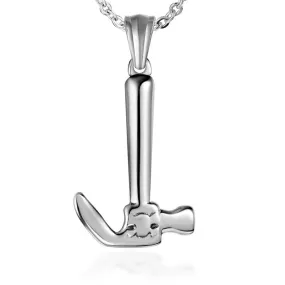 Trendy Mini Hammer Pendant Necklace in Titanium Steel for Men