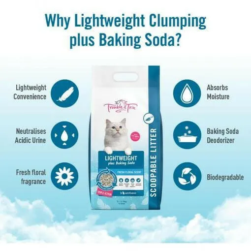 Trouble & Trix Lightweight Clumping Cat Litter with Baking Soda