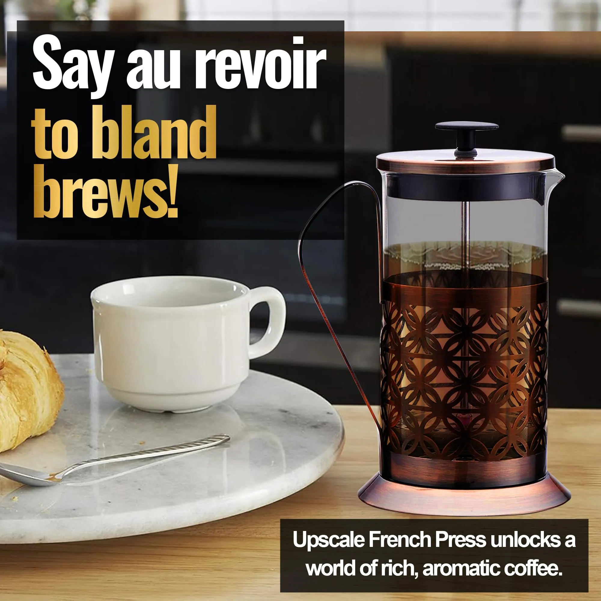 Upscale French Press Coffee Maker| 600ml Coffee Plunger Brewer Pot