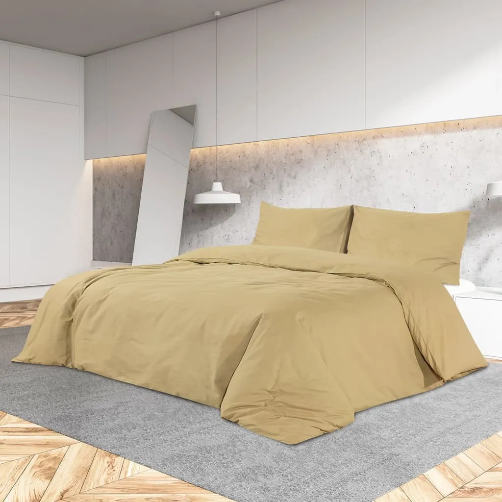 vidaXL Duvet Cover Set Taupe 140x200 cm Cotton