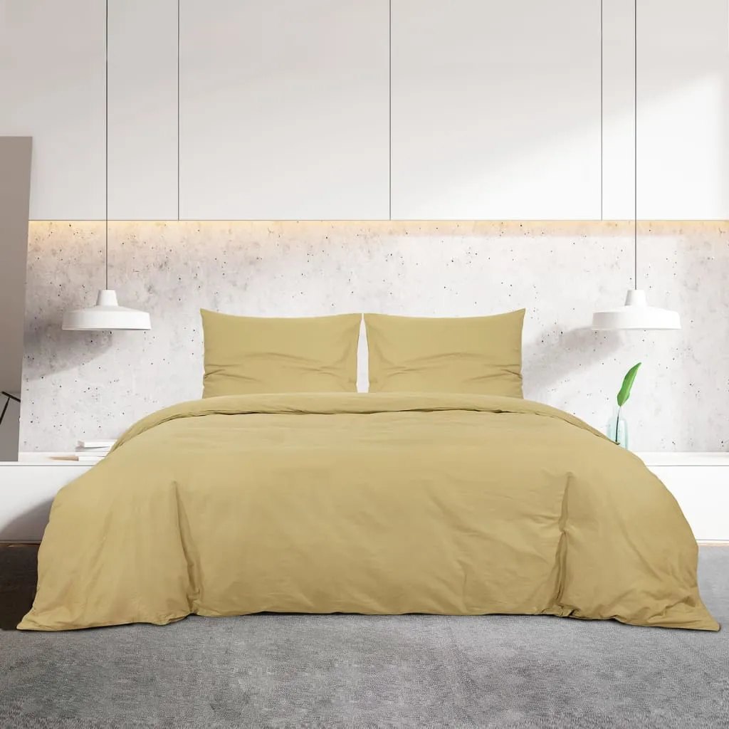 vidaXL Duvet Cover Set Taupe 140x200 cm Cotton