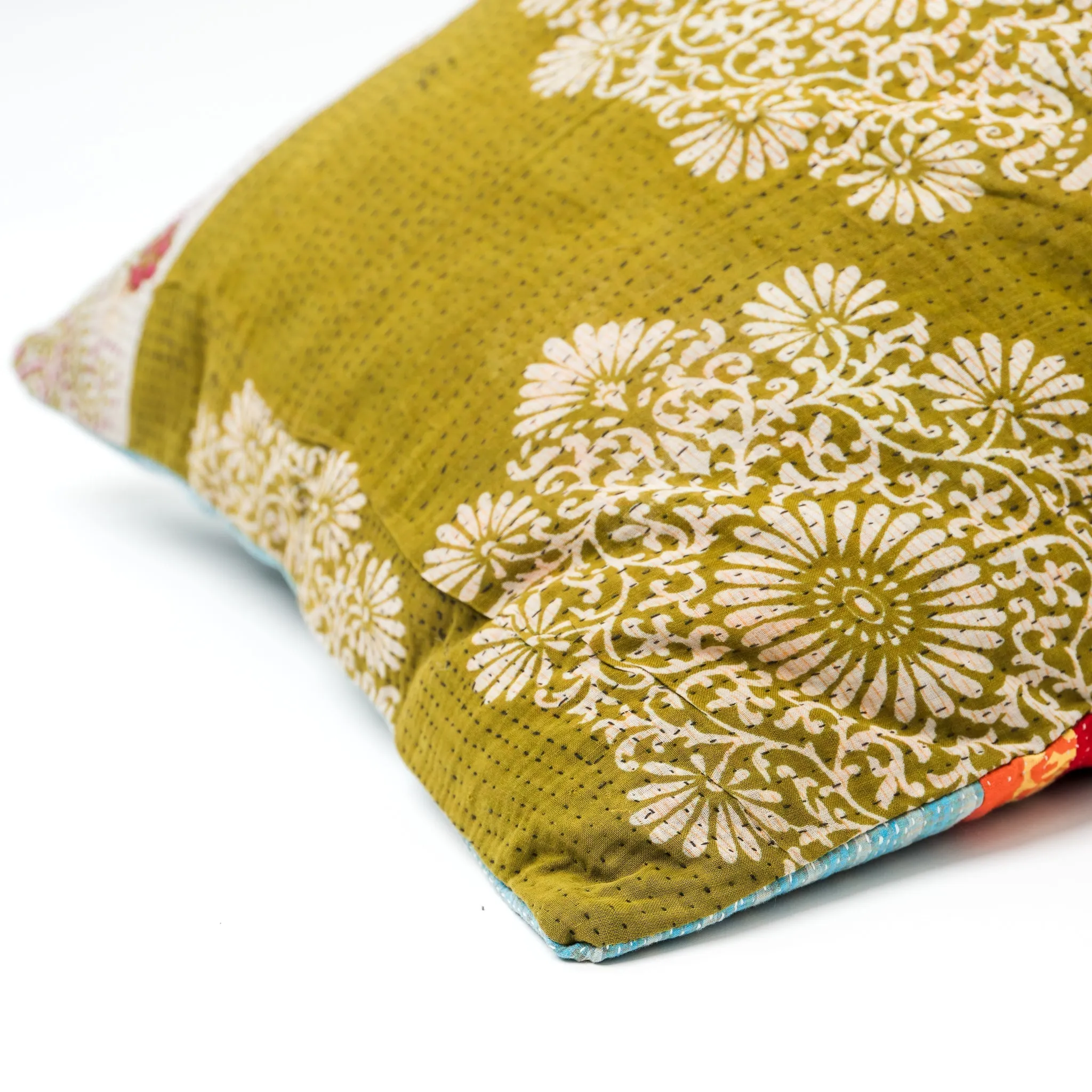 Vintage Kantha Lounge Pillowcase Greens 2